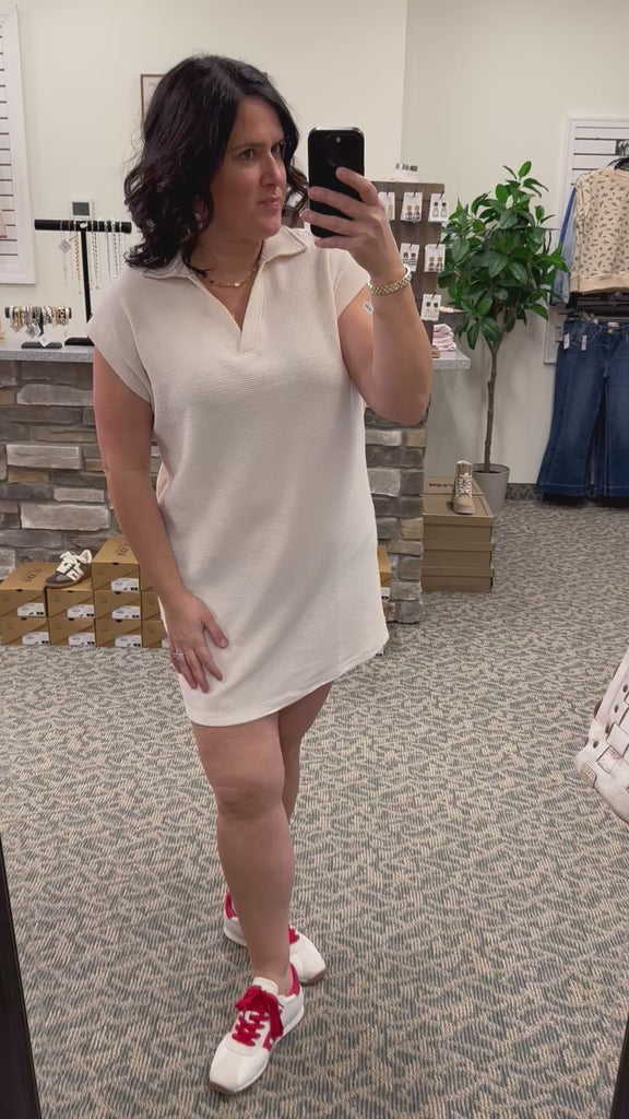 Cream Cloudy Knit Collared Dress Dresses TRES BIEN