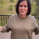Army Green Mixed Waffle Knit Top Top - Sweatshirt TRES BIEN