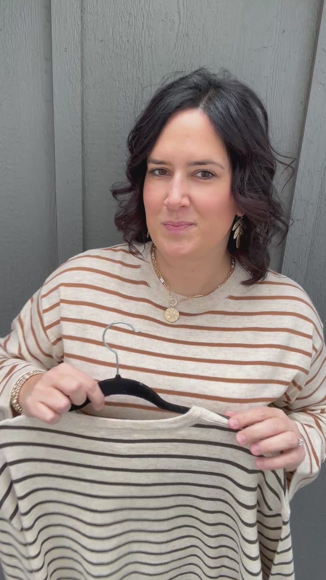 Oatmeal/Charcoal Soft Knitted Top Top - Sweater MIOU MUSE