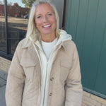 Latte Quilted Hooded Jacket Outerwear- Jackets Mystree