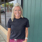 Black Regina Cotton Crew Neck Tee Top - Tee RD Style
