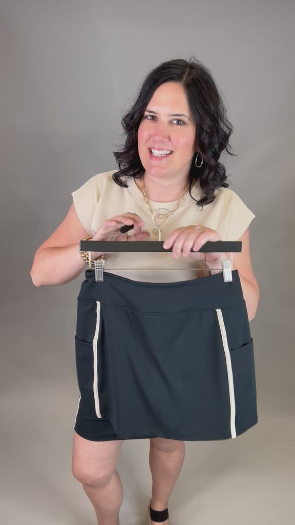 Black Oak Rib Carlton Skort Bottom- Skirt THREAD & SUPPLY