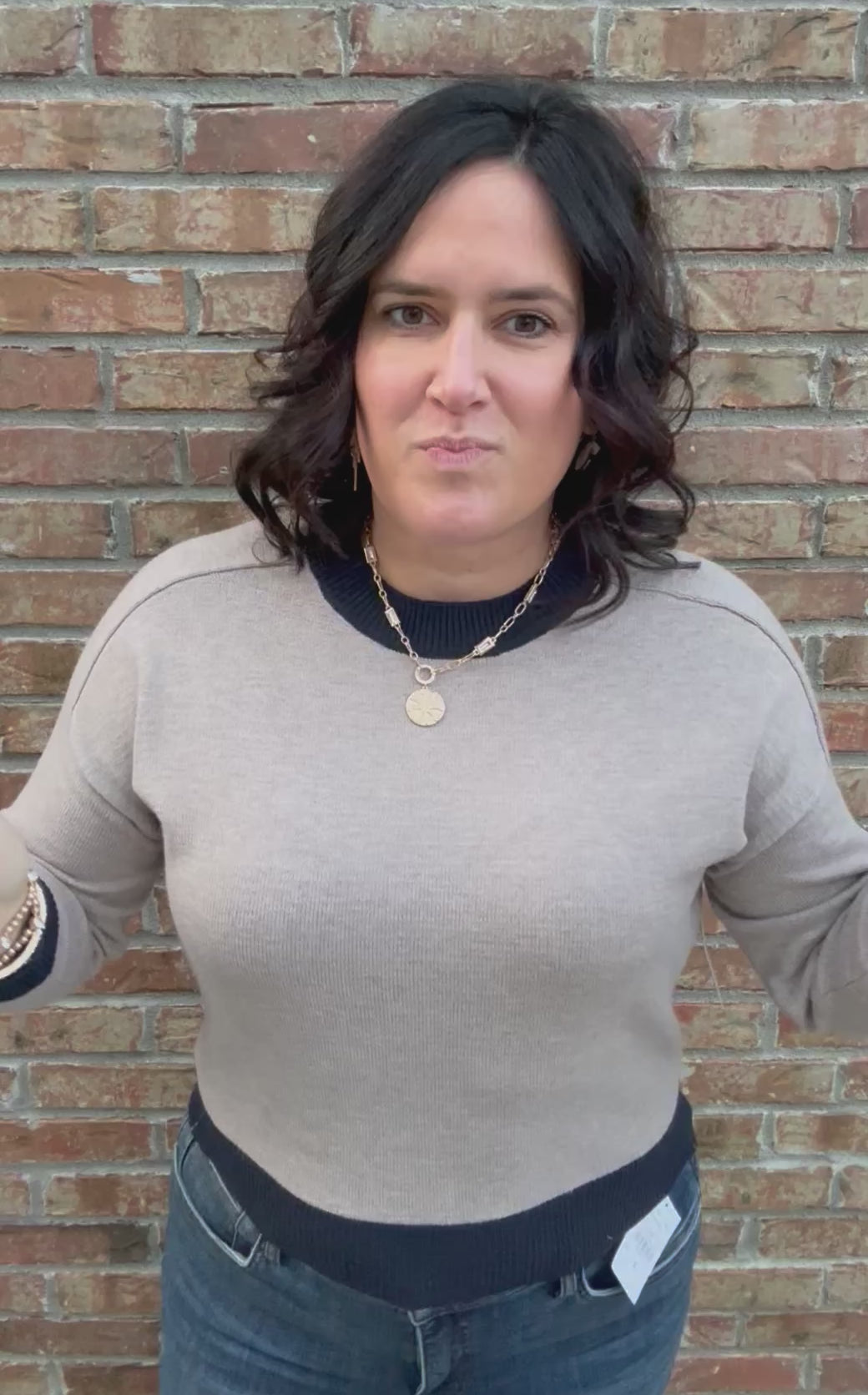 Dylan Colorblock Trim Sweater Top - Sweater SIX/FIFTY