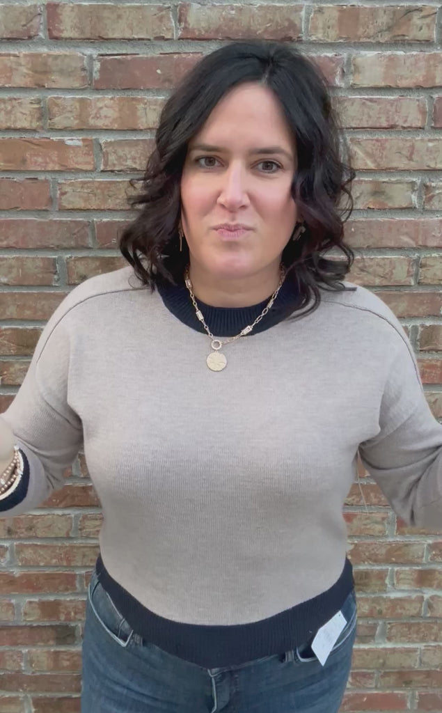 Dylan Colorblock Trim Sweater Top - Sweater SIX/FIFTY