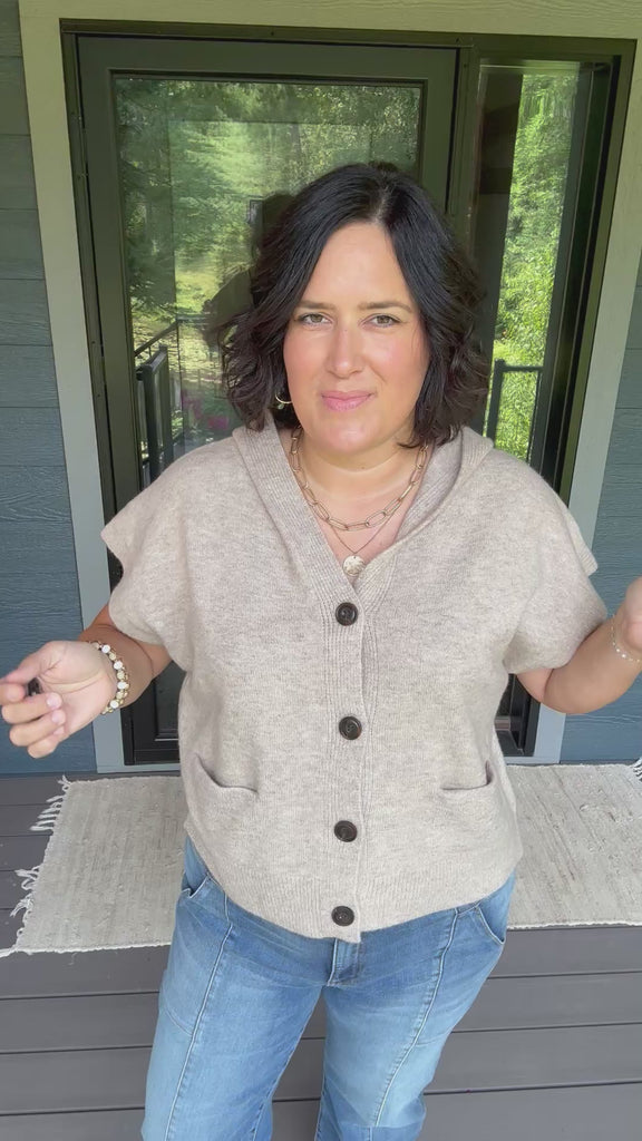 Oatmeal Hoodie Cardigan Sweater Tops- Cardigans STACCATO