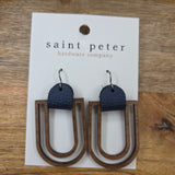 Navy Wood Drop Earrings