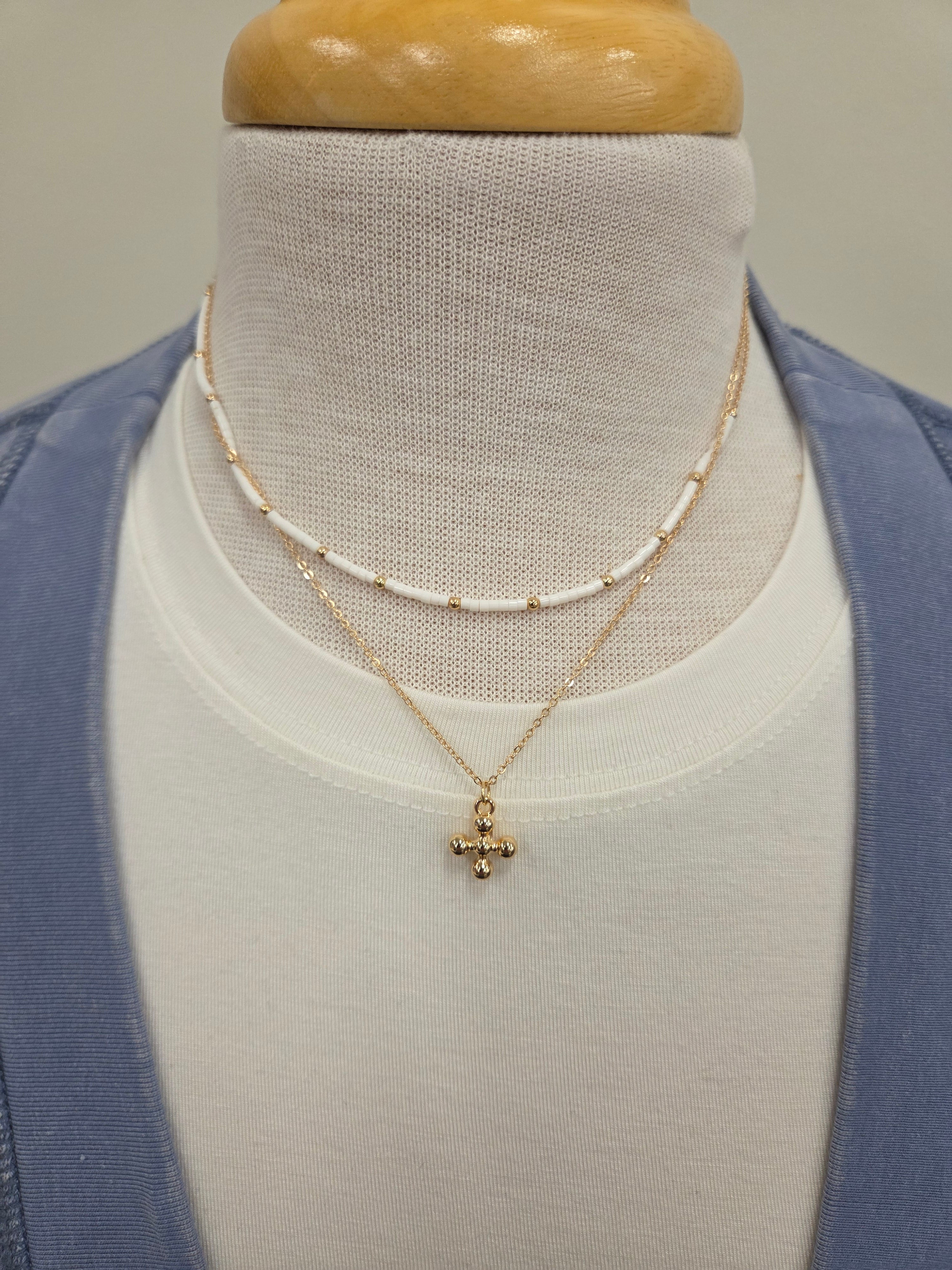 Fret White Necklace Jewelry- Necklace MEGHAN BROWN STYLE