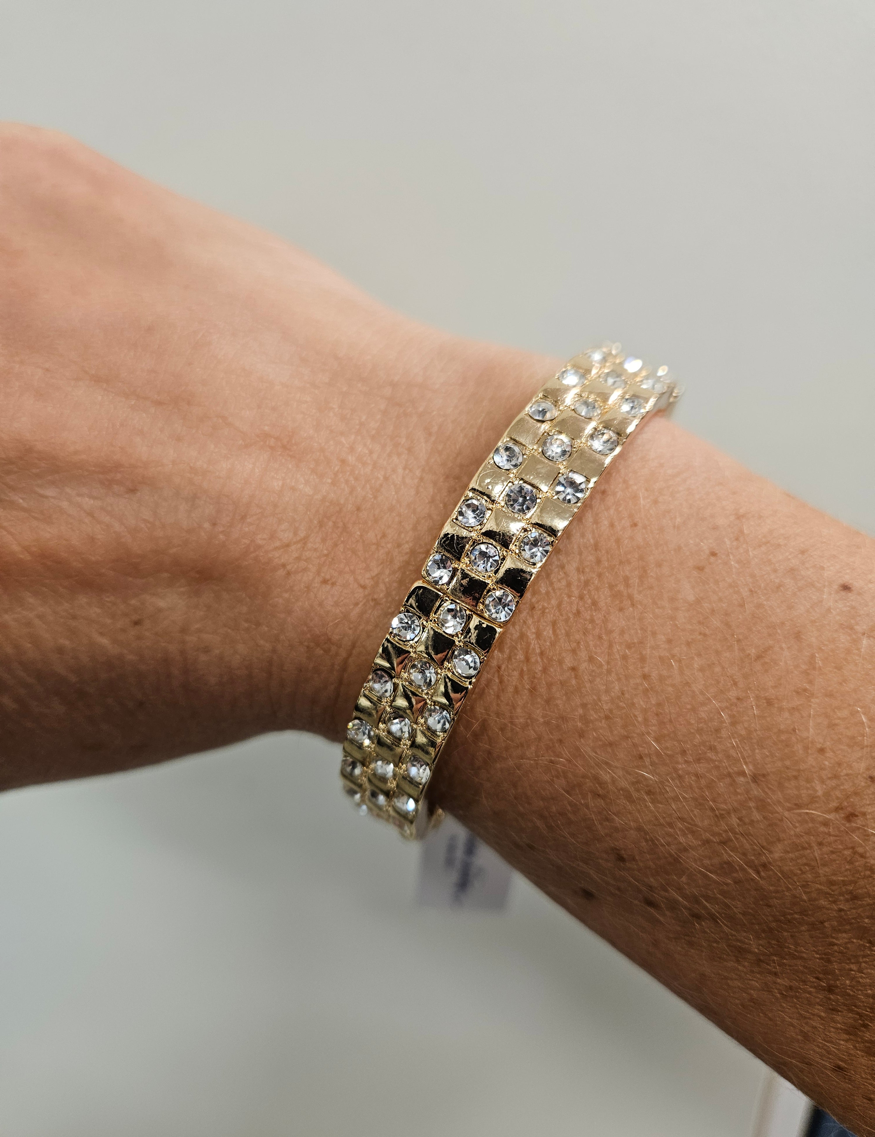 Gold Crystal Squared Stretch Bracelet Jewelry- Bracelet WHAT'S HOT