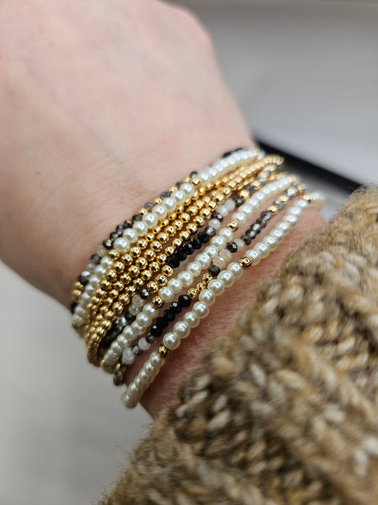 Gold bead black multi bracelets Jewelry- Bracelets WHAT'S HOT