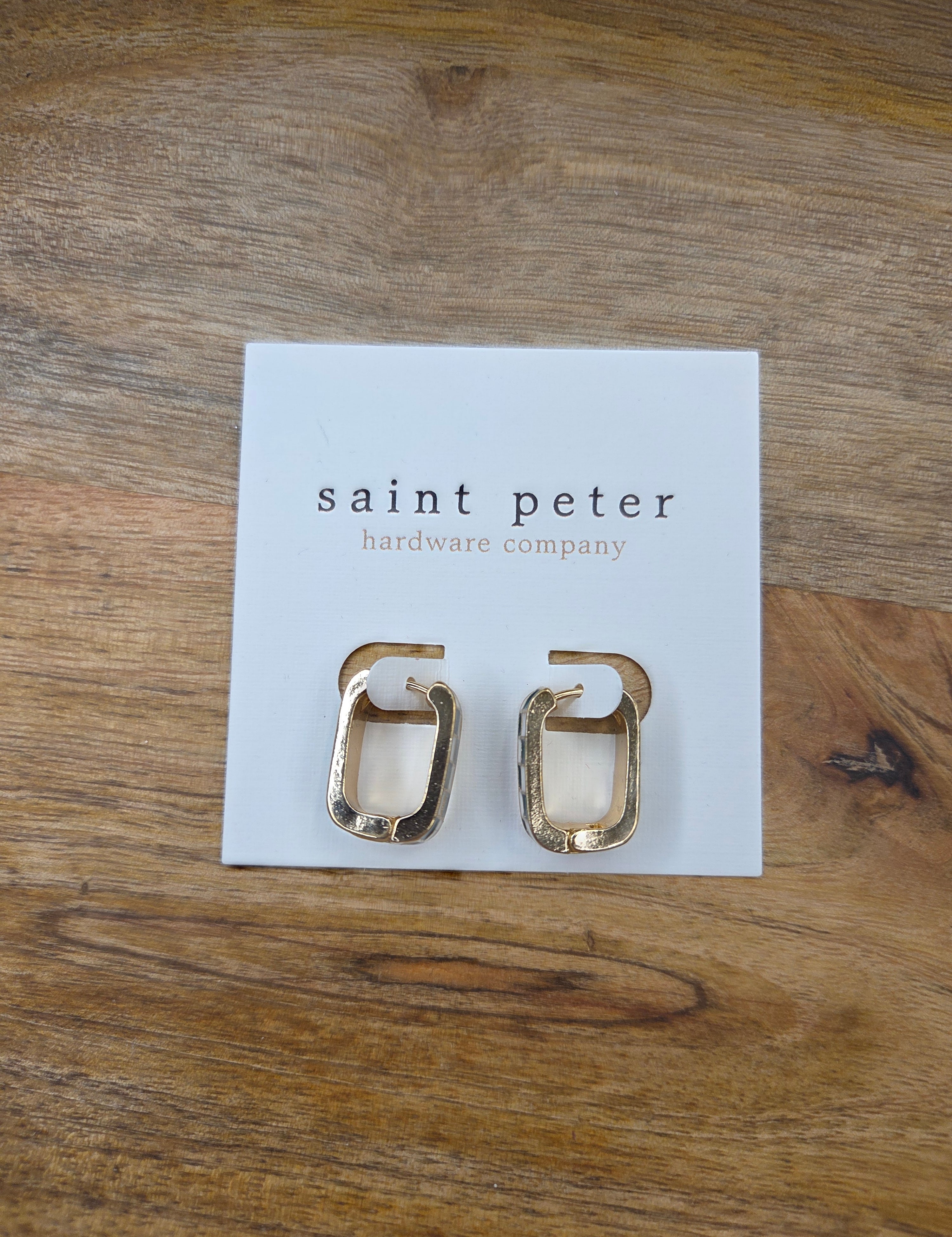 Green Checkered Rectangular Huggie Earring Jewelry - Earrings St. Peter Hardware