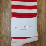 Cream/Red Striped Socks
