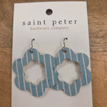 Powder Blue Floral Stripe Earrings Jewelry - Earrings St. Peter Hardware