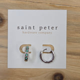 Silver Teal Diamond Huggie Earrings
