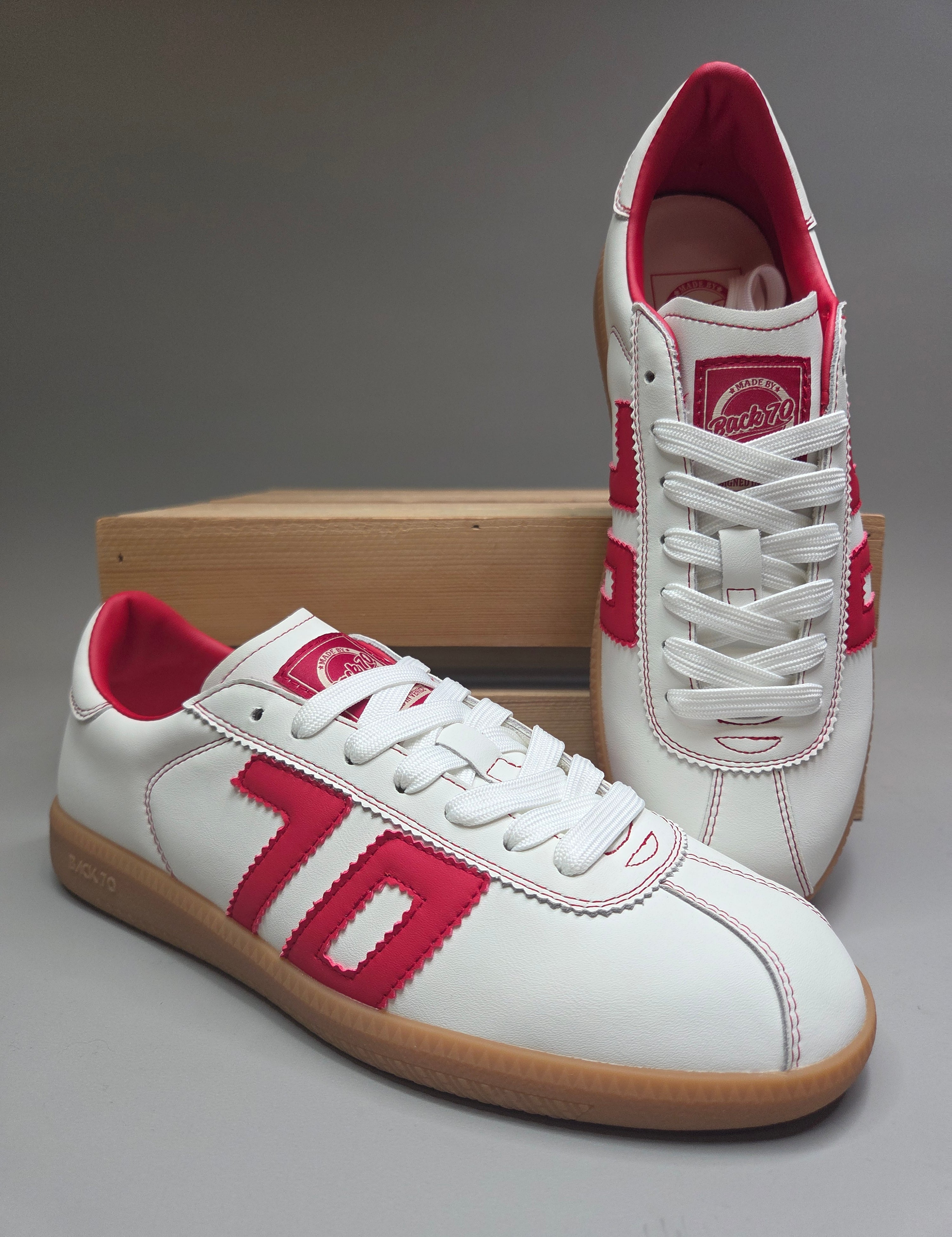 Shelly White/Red Sneaker - Back 70 Shoes - Sneaker Back 70
