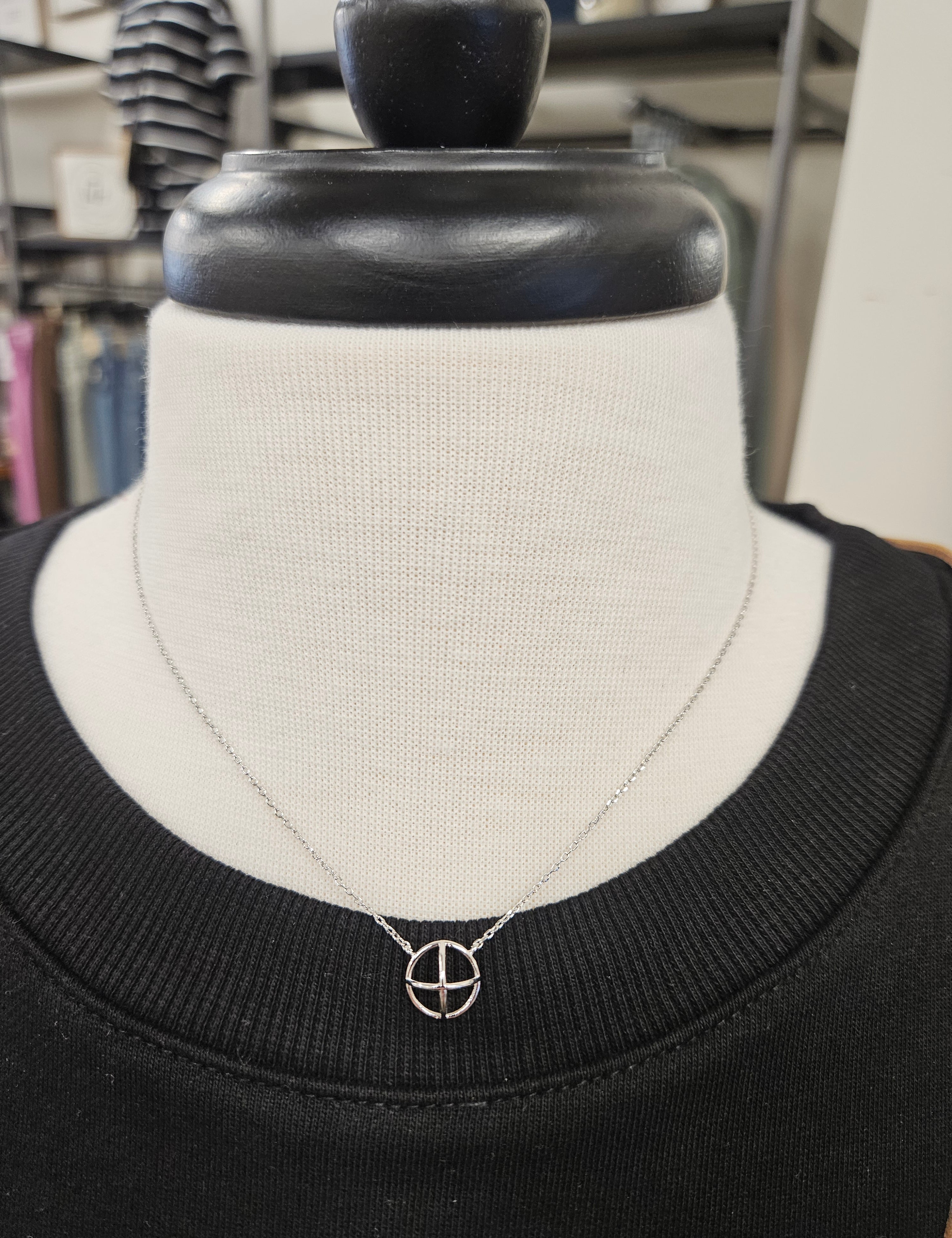 Silver Circle Cross Necklace Jewelry- Necklace FAME ACCESSORIES