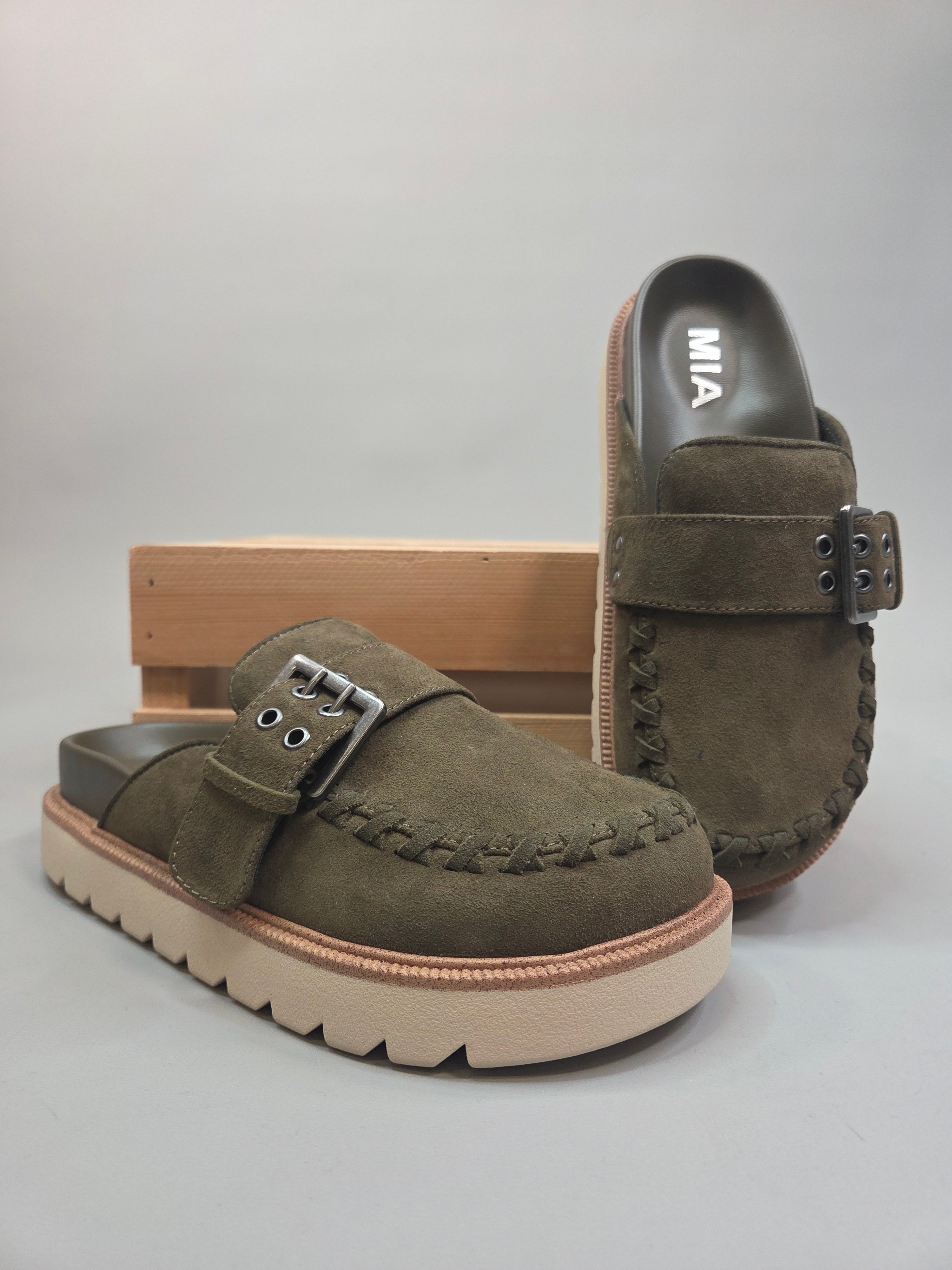 Khaki Zaina Clog - MIA Shoes - Mules MIA