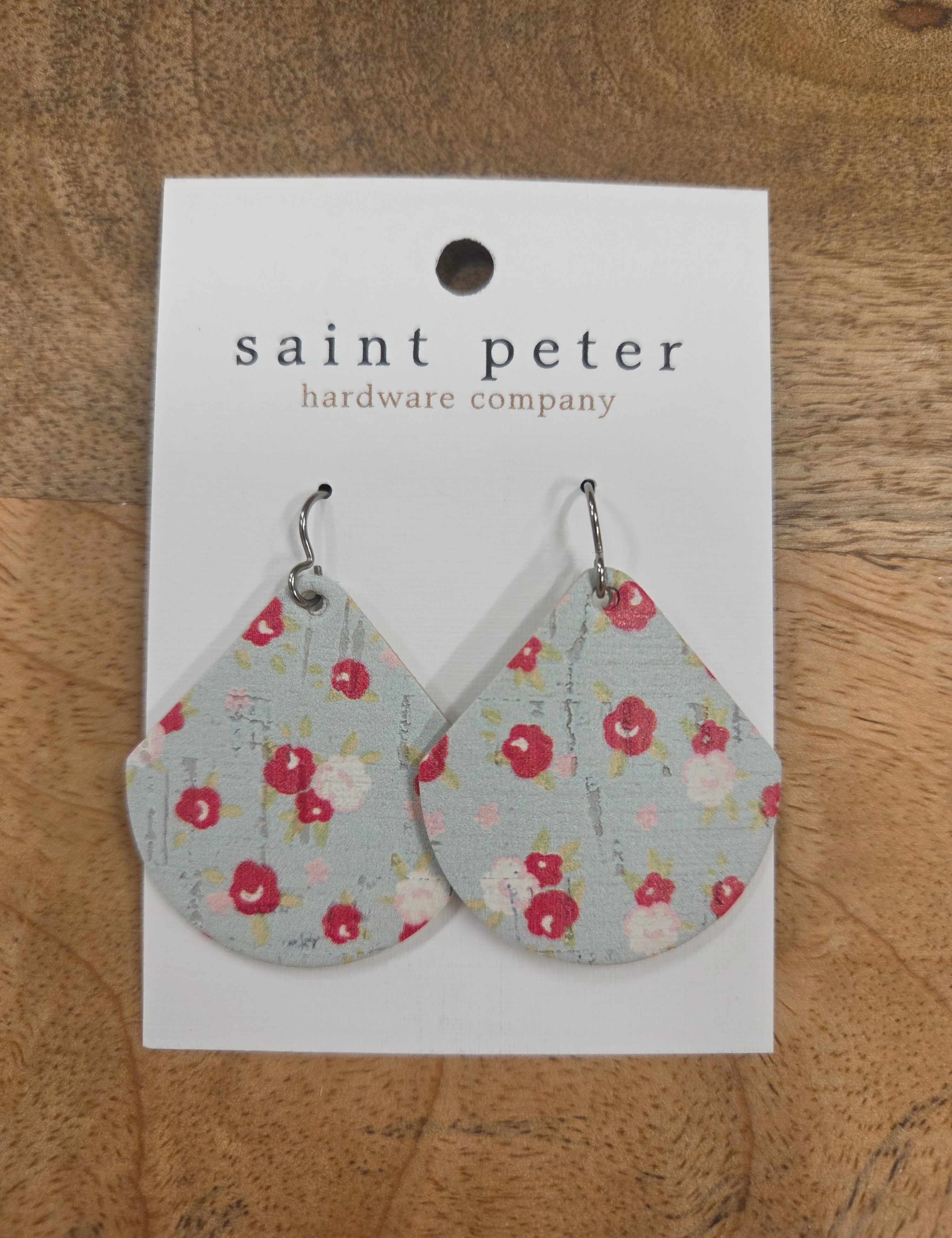 Pink Floral Teardrop Earrrings Jewelry - Earrings St. Peter Hardware