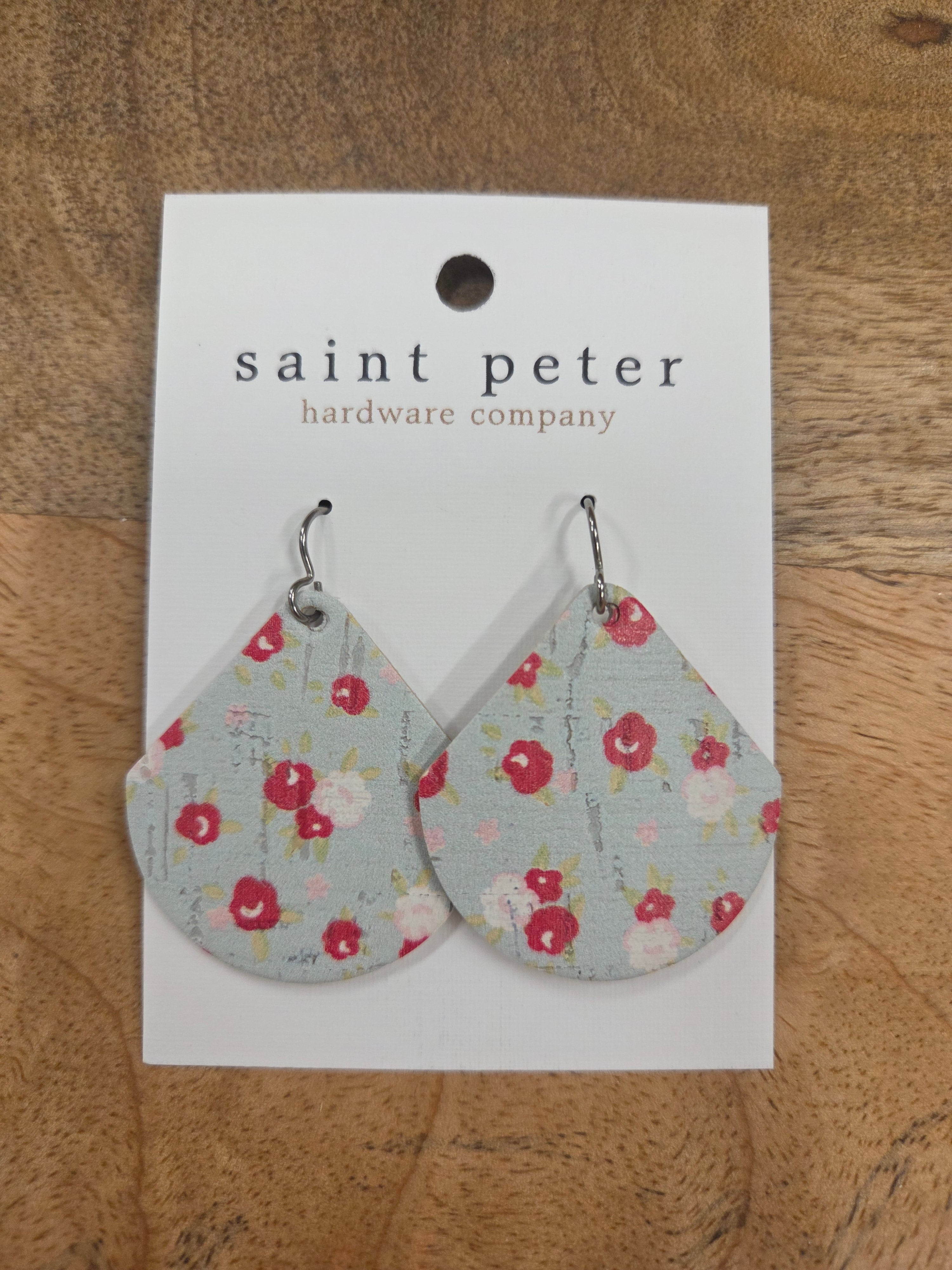 Pink Floral Teardrop Earrrings Jewelry - Earrings St. Peter Hardware