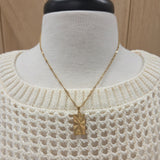 Luxe Gold Textured Rectangle Pendant Necklace Jewelry- Necklace PANACHE