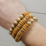 Mustard Wood & Gold Bracelets (3) Jewelry- Bracelets WHAT'S HOT