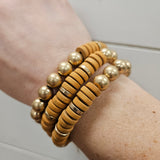 Mustard Wood & Gold Bracelets (3) Jewelry- Bracelets WHAT'S HOT