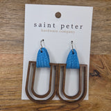 Teal Wood Drop Earrings
