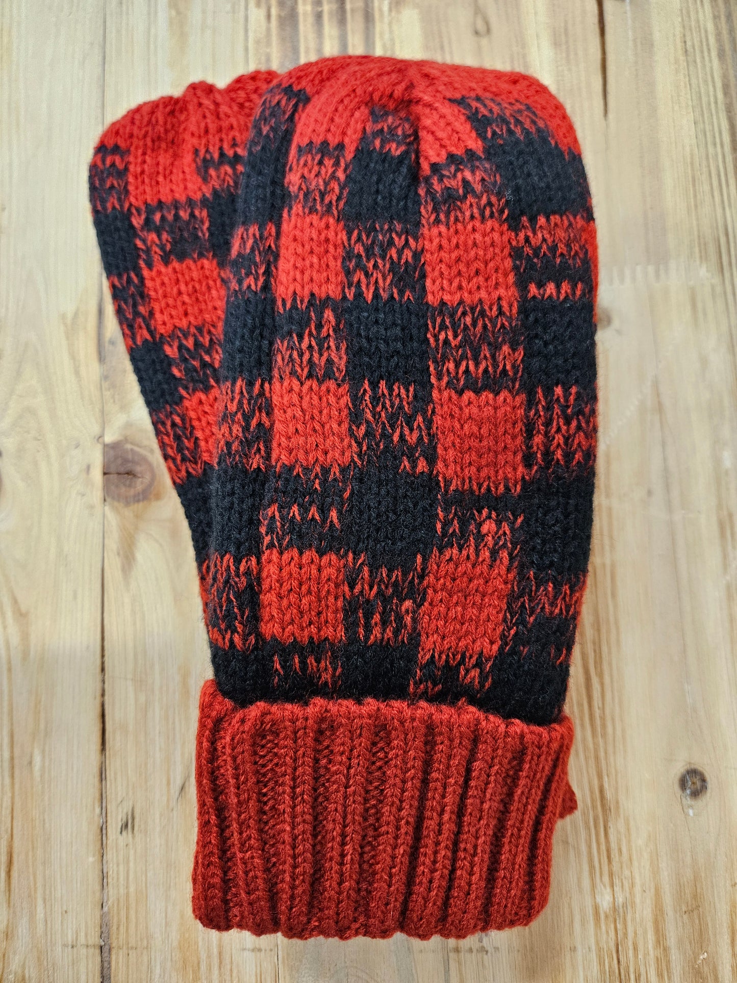 Black Hat & Buffalo Plaid Mitten Combo