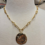 Gold Hammered Circle Necklace