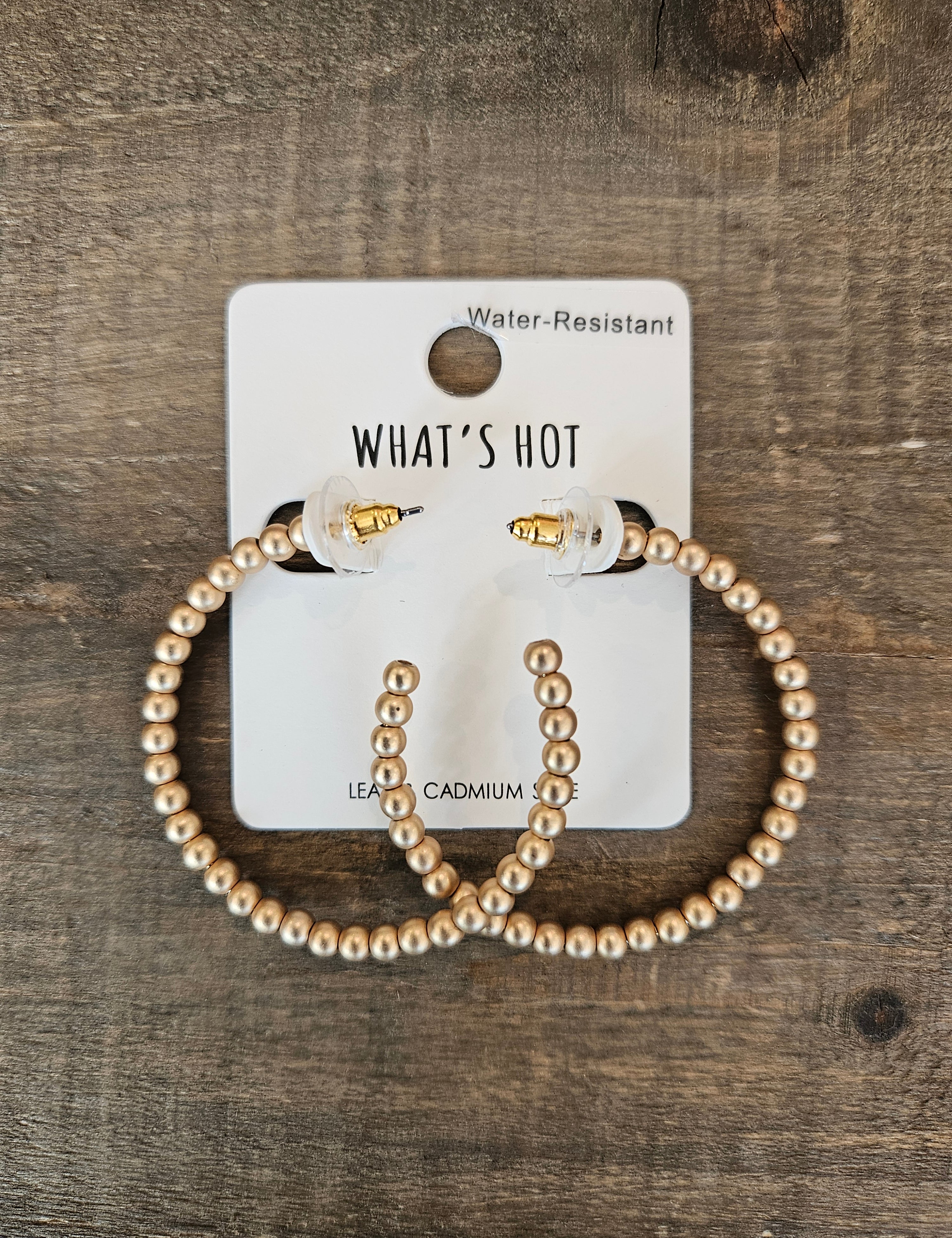 Matte Gold Beaded Hoop Earring Jewelry - Earrings WHAT'S HOT