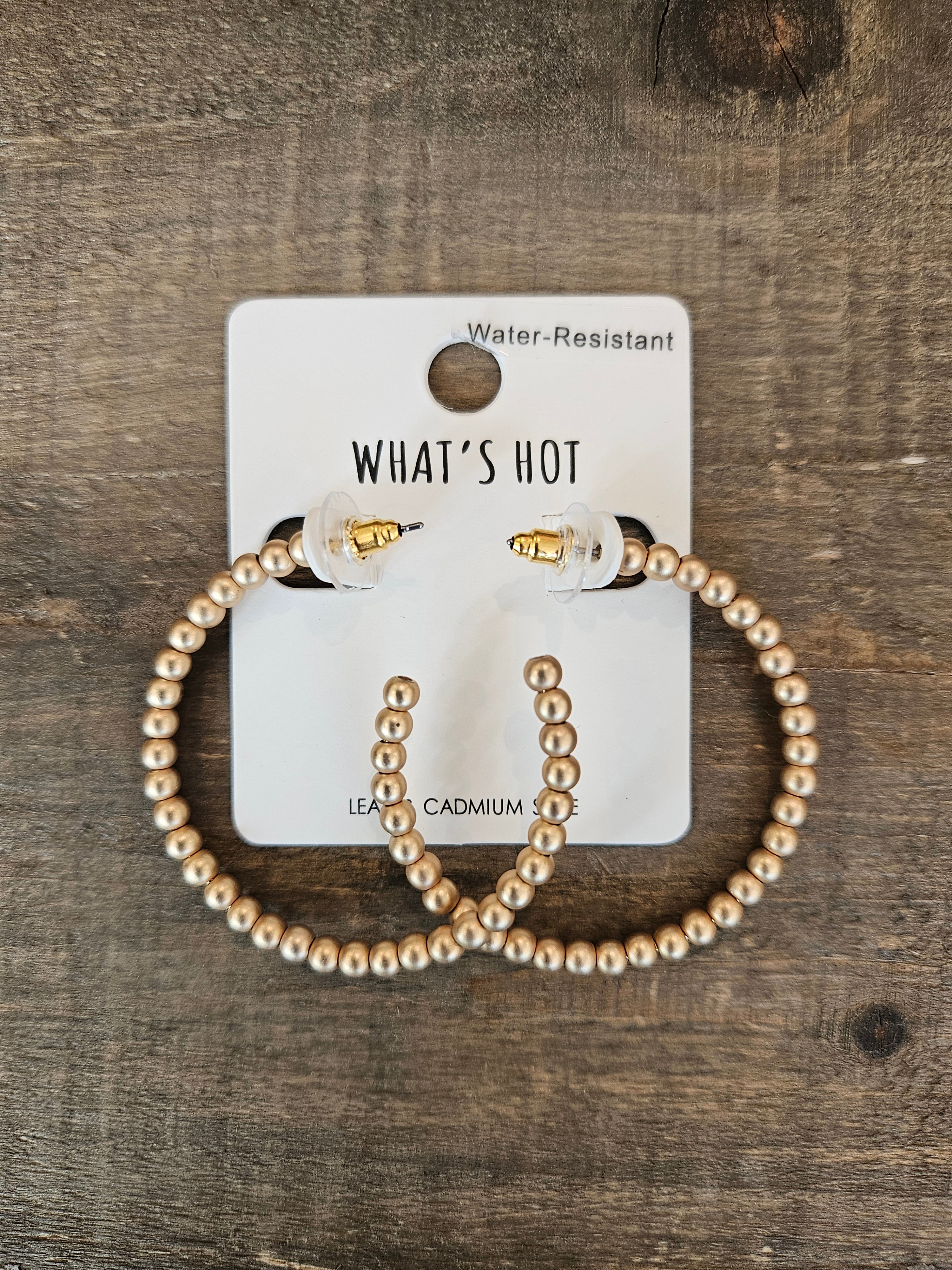 Matte Gold Beaded Hoop Earring Jewelry - Earrings WHAT'S HOT