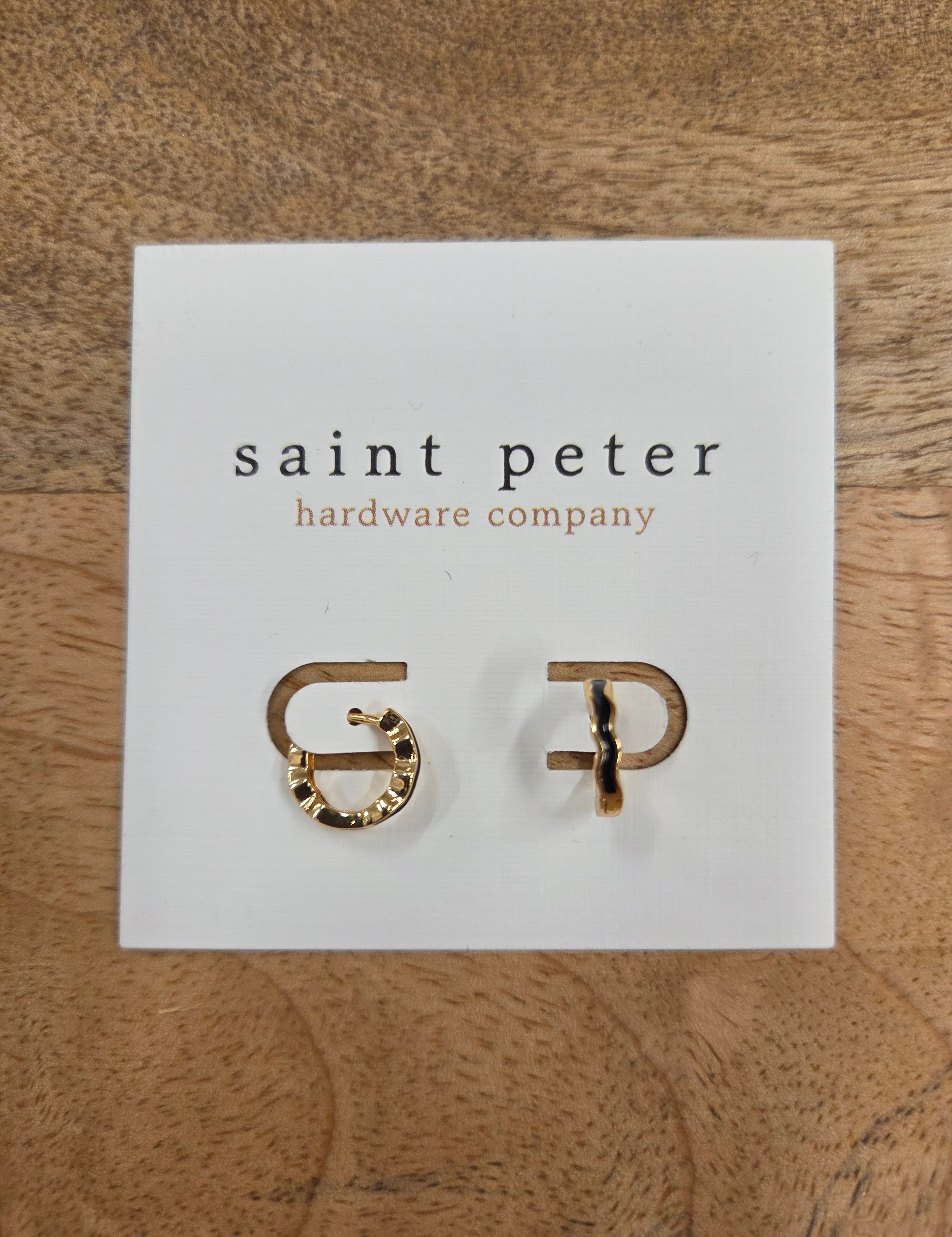 Black & Gold Huggies Jewelry - Earrings St. Peter Hardware