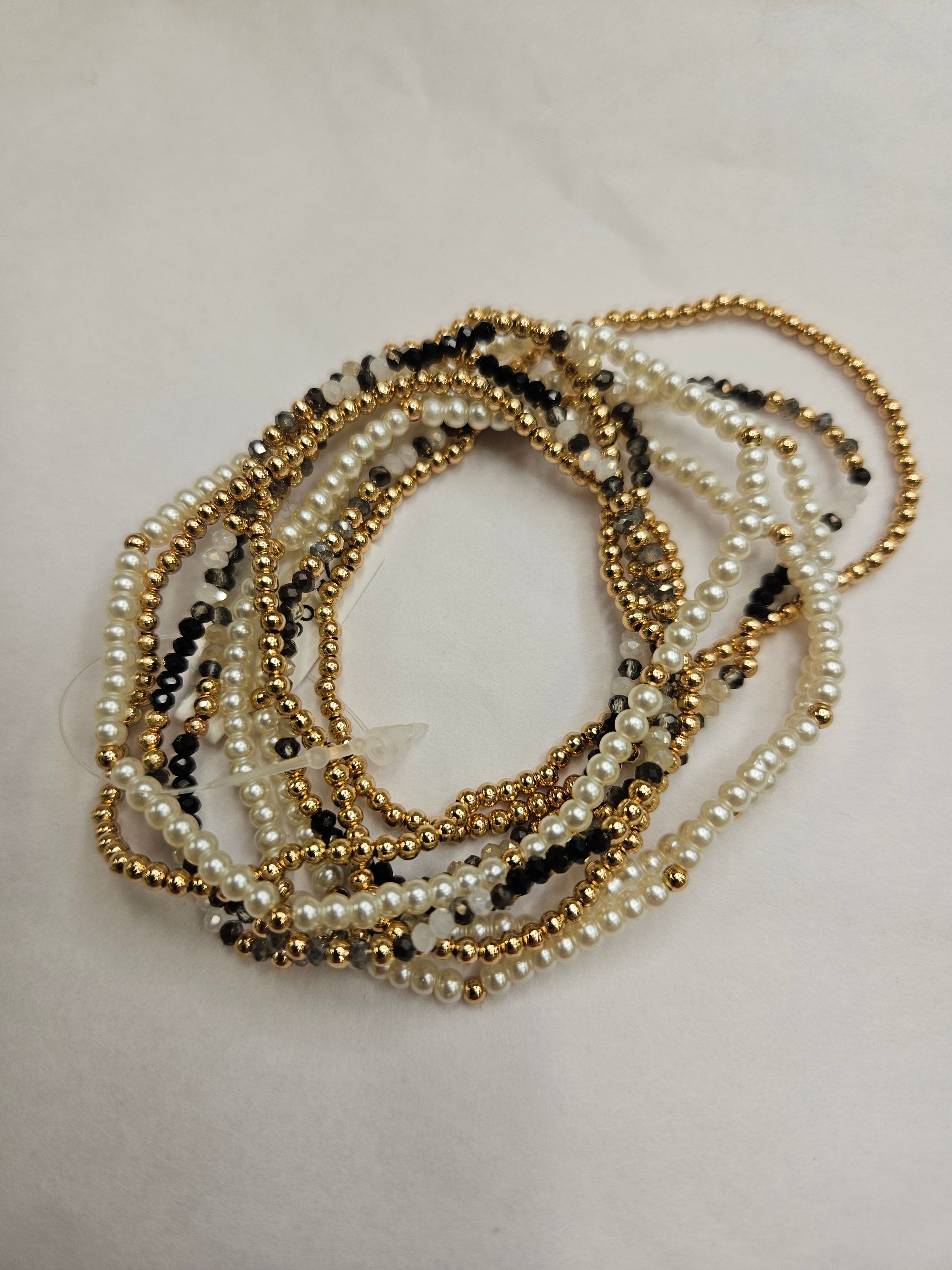 Gold bead black multi bracelets Jewelry- Bracelets WHAT'S HOT