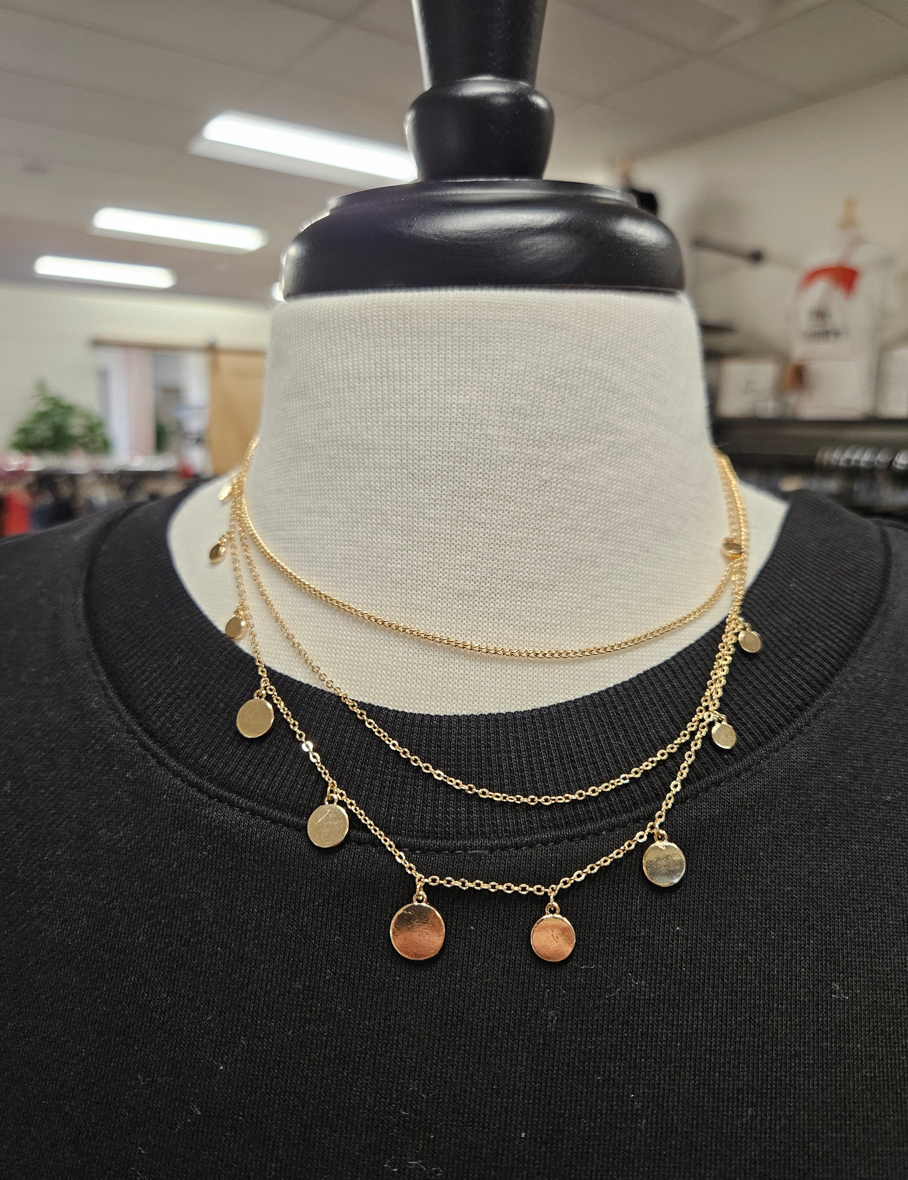 Gold Triple Layered Necklace Jewelry- Necklace WHAT'S HOT