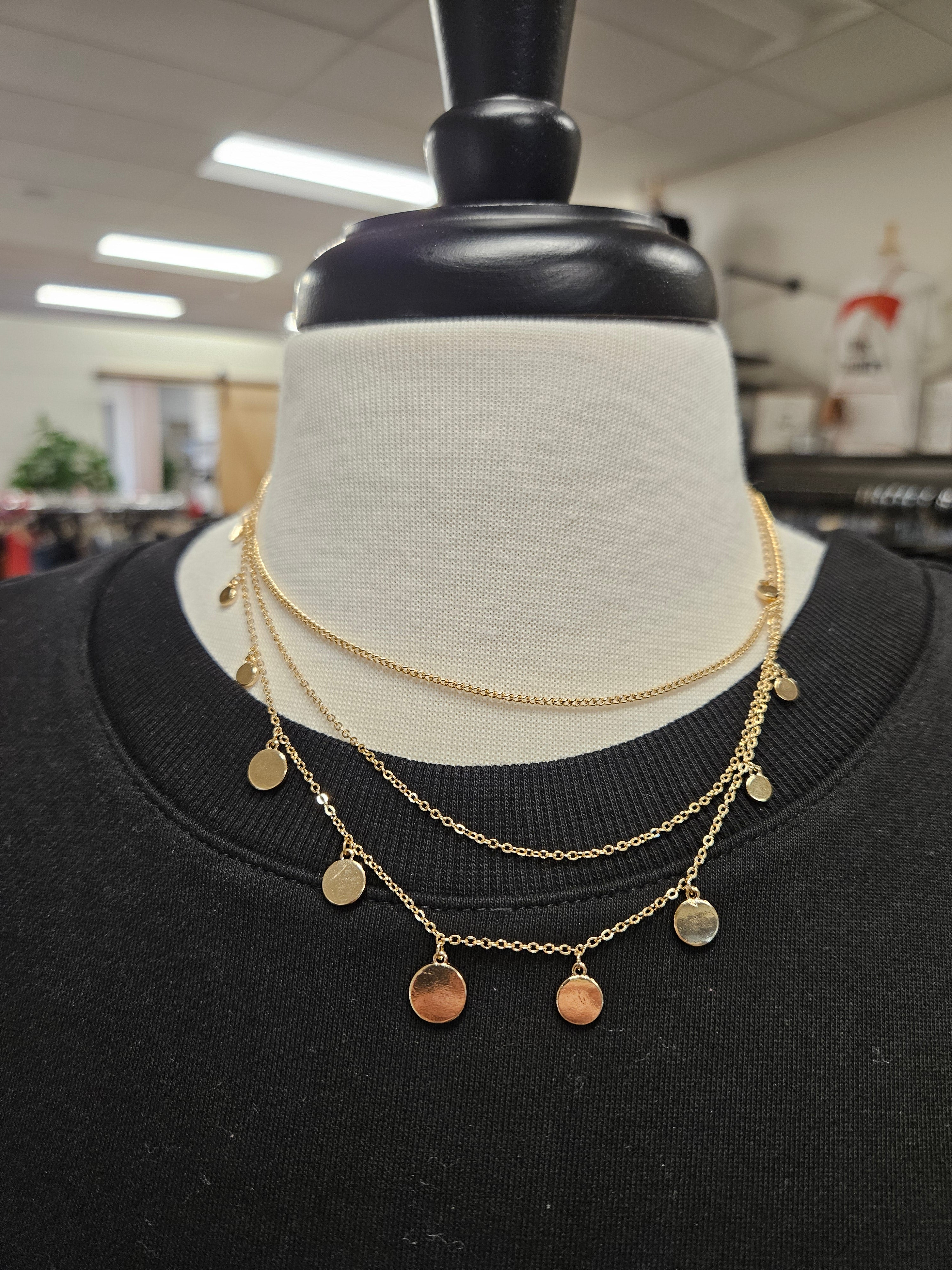 Gold Triple Layered Necklace Jewelry- Necklace WHAT'S HOT