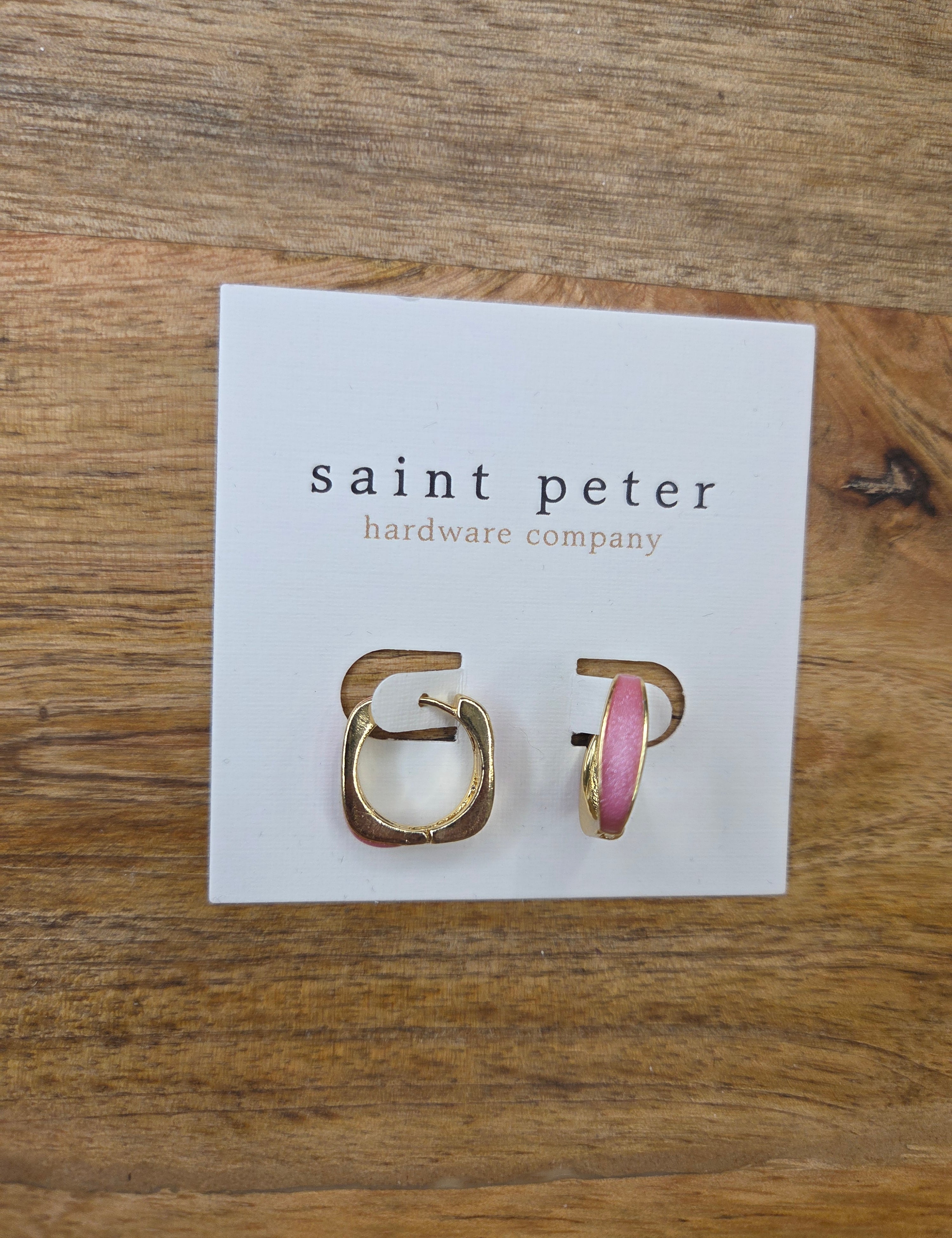 Hot Pink Square Huggies Jewelry - Earrings St. Peter Hardware
