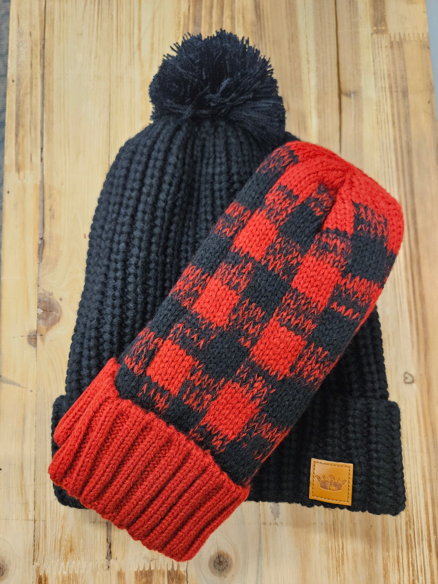 Black Hat & Buffalo Plaid Mitten Combo