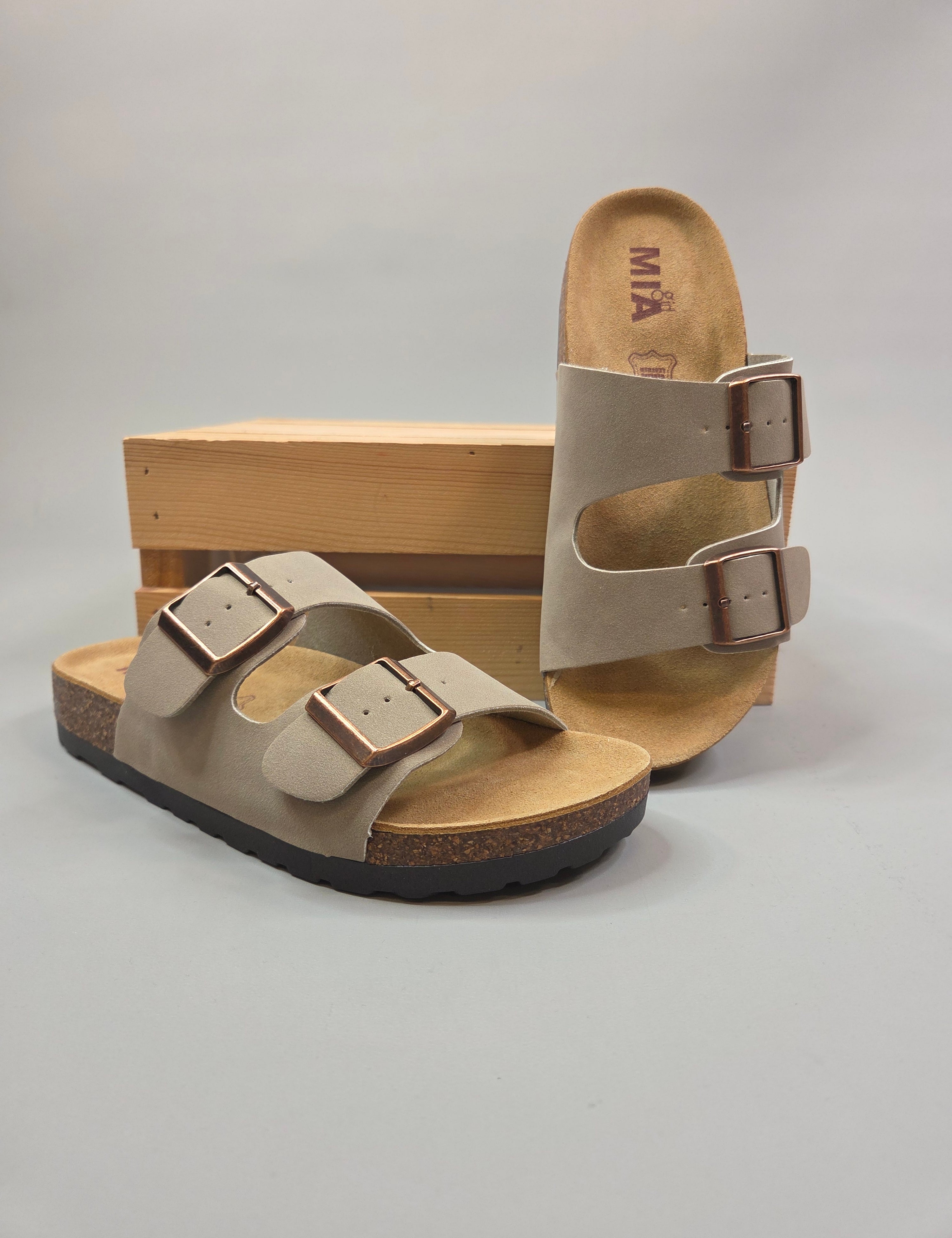 Taupe Ninah Sandals Shoes- Sandals MIA