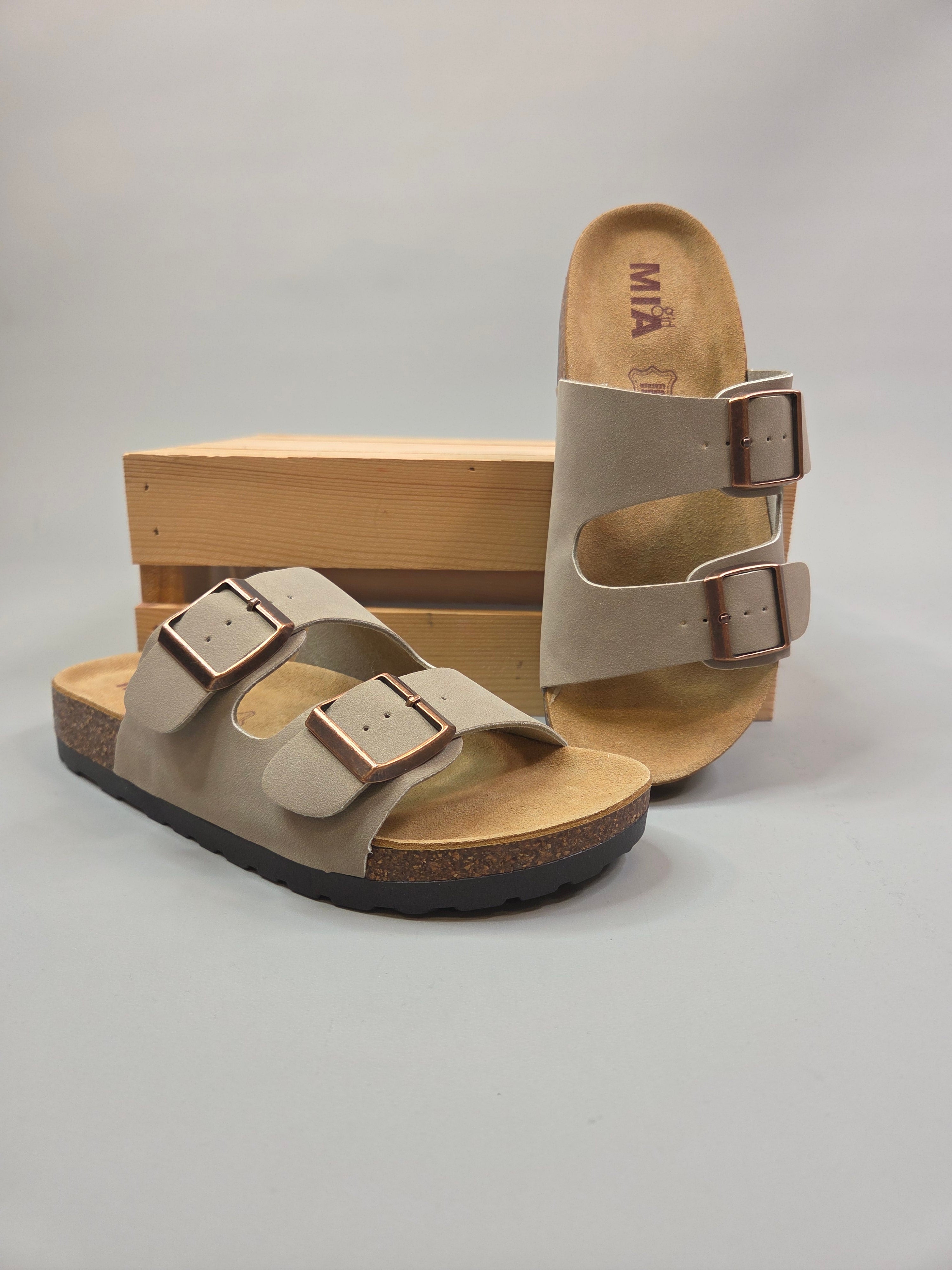 Taupe Ninah Sandals Shoes- Sandals MIA