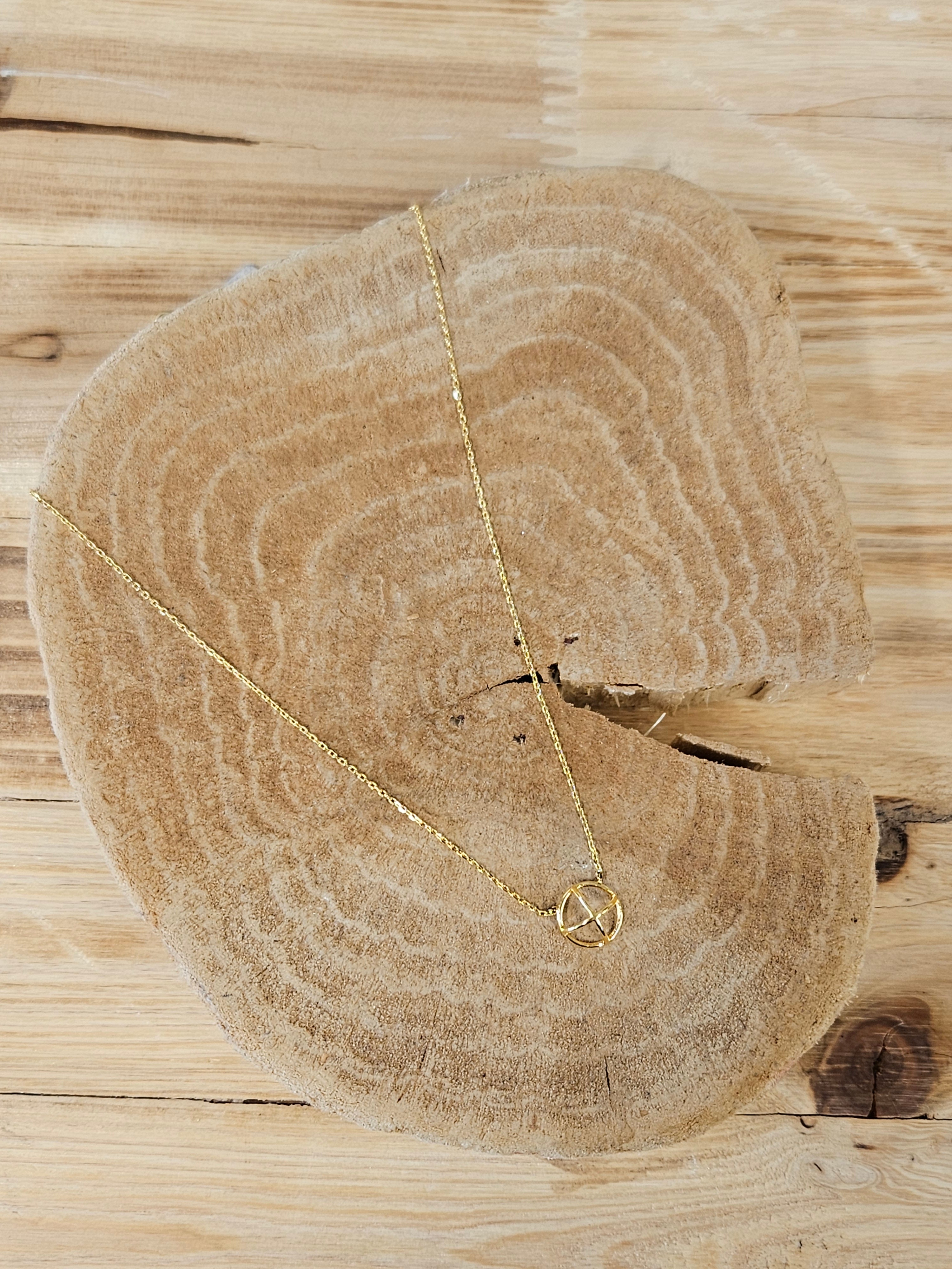 Gold Circle Cross Necklace Jewelry- Necklace FAME ACCESSORIES