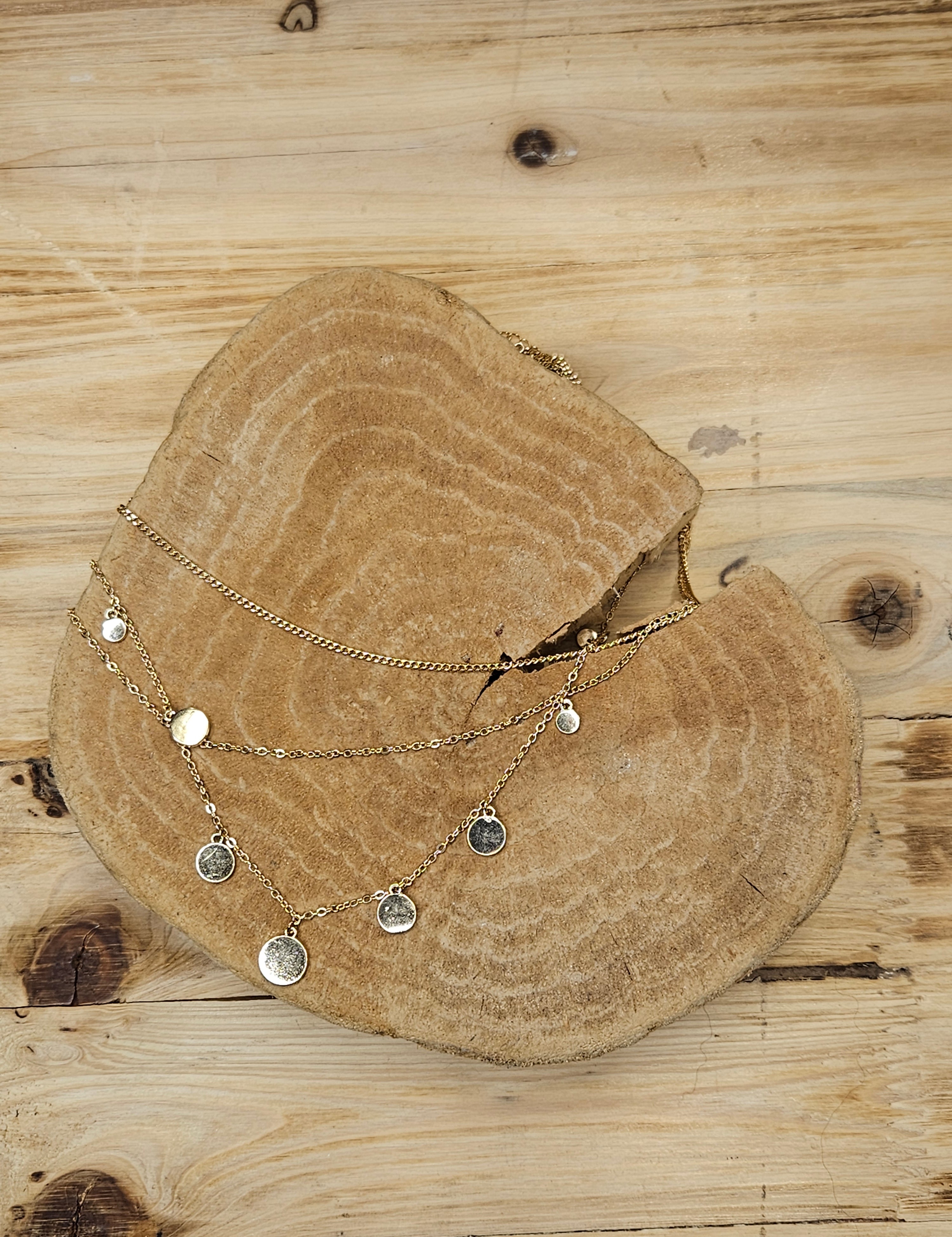 Gold Triple Layered Necklace Jewelry- Necklace WHAT'S HOT