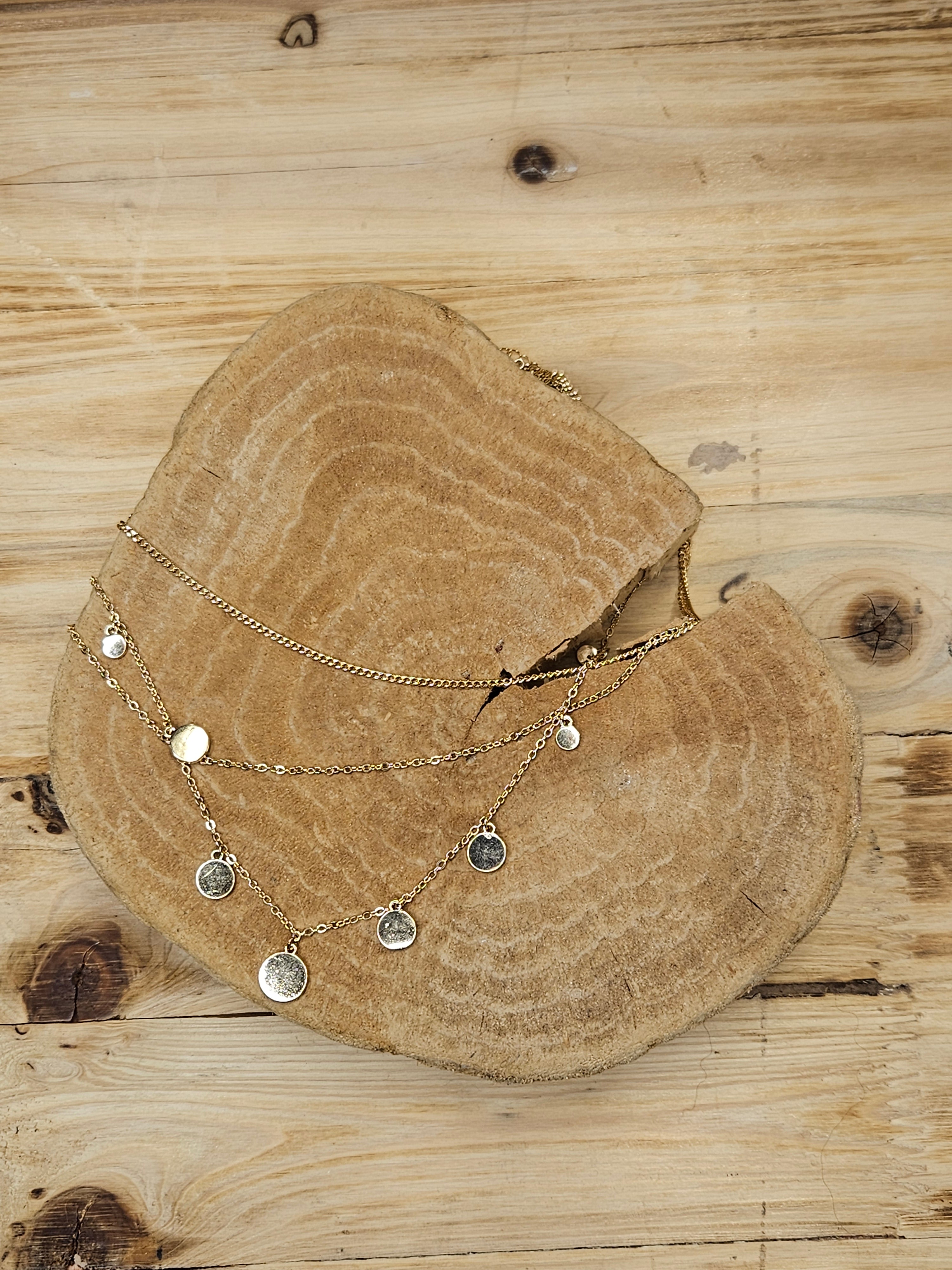 Gold Triple Layered Necklace Jewelry- Necklace WHAT'S HOT