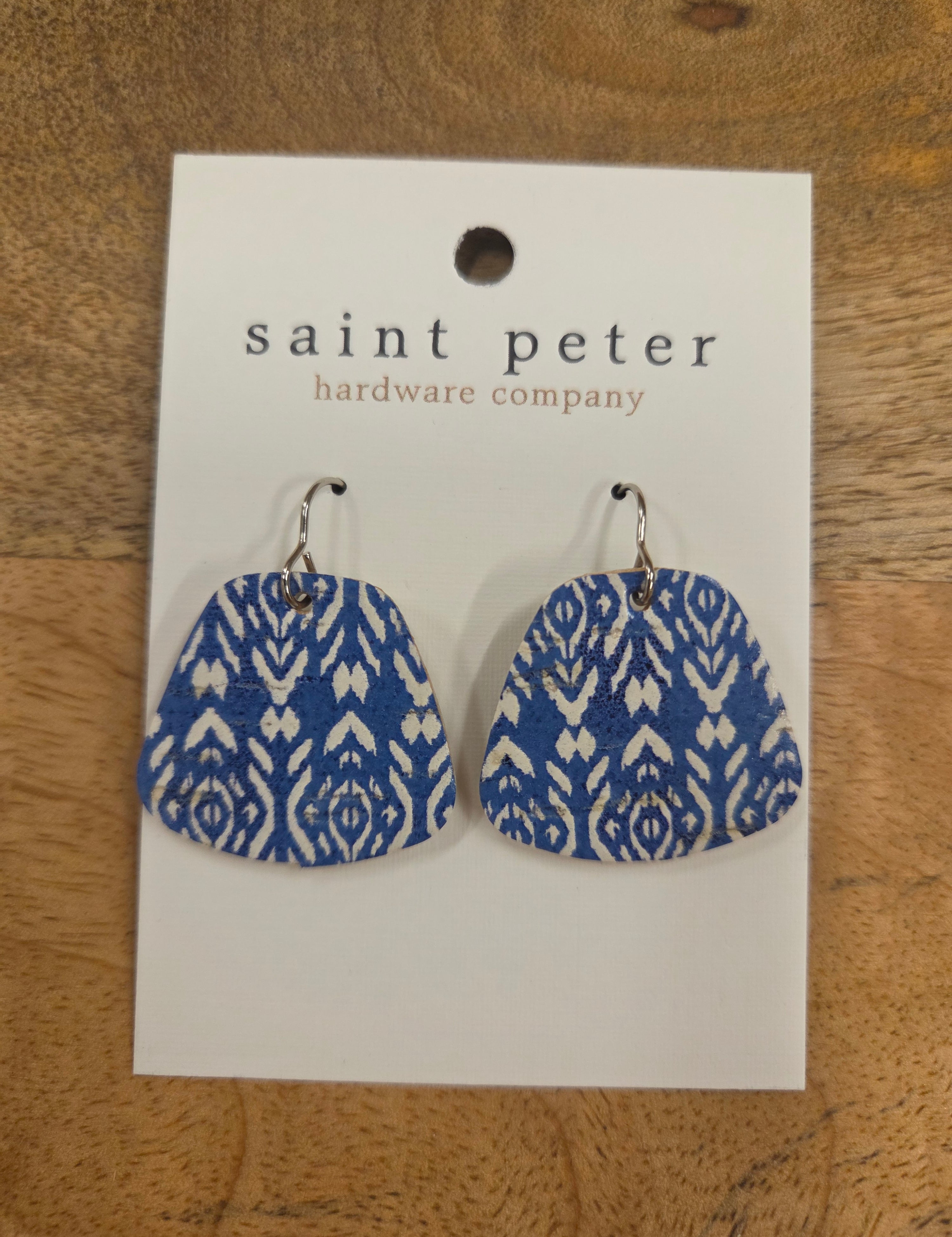 Blue Ikat Rounded Earrings Jewelry - Earrings St. Peter Hardware