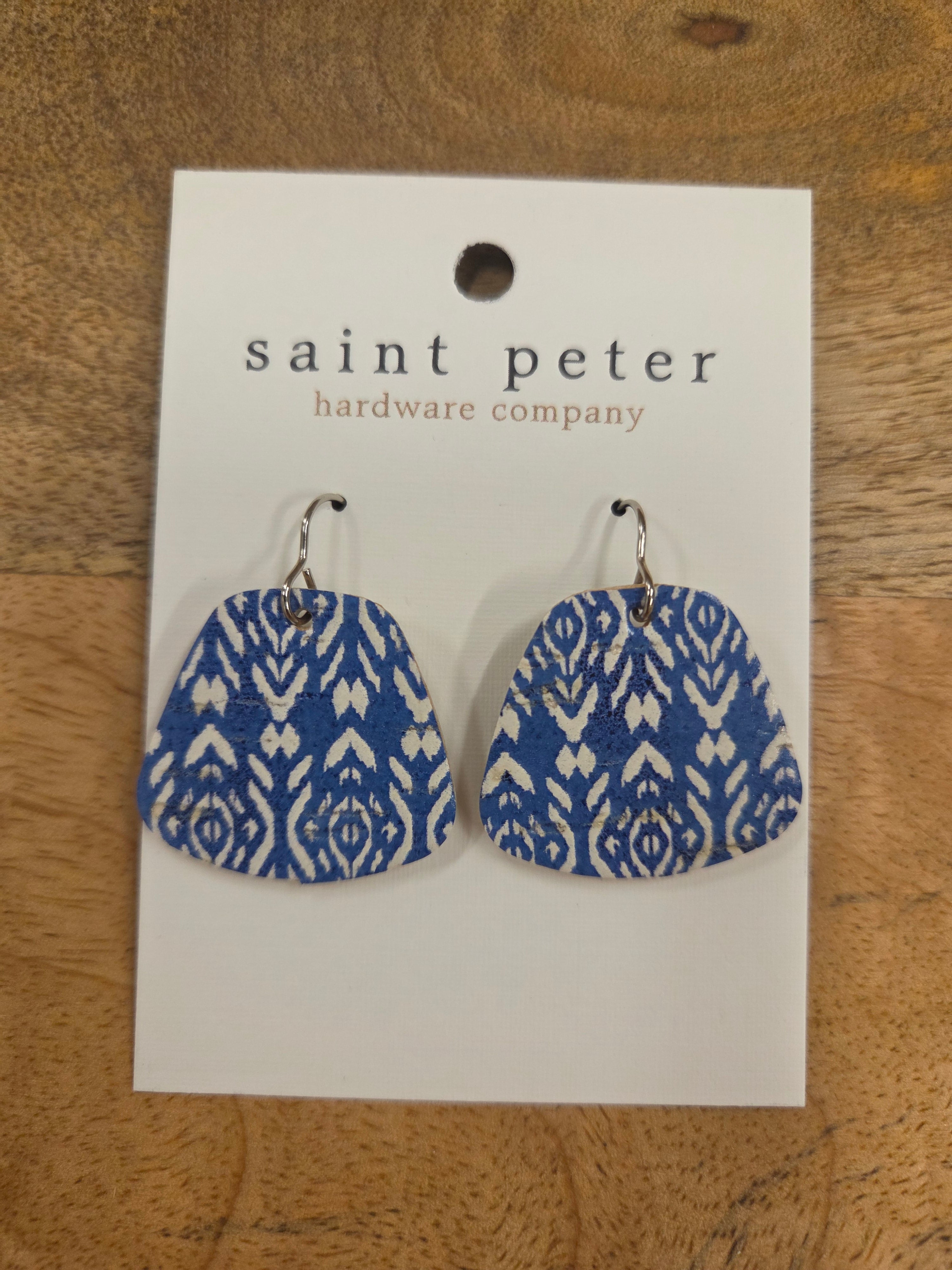 Blue Ikat Rounded Earrings Jewelry - Earrings St. Peter Hardware