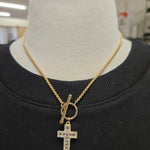Gold Rope Chain & Rhinestone Toggle Necklace Jewelry- Necklace WHAT'S HOT