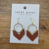 Burnt Orange Chevron with Gold Earrings