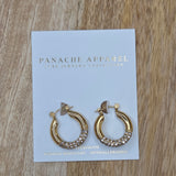 Luxe Gold Rhinestone Hoop Earrings Jewelry - Earrings PANACHE