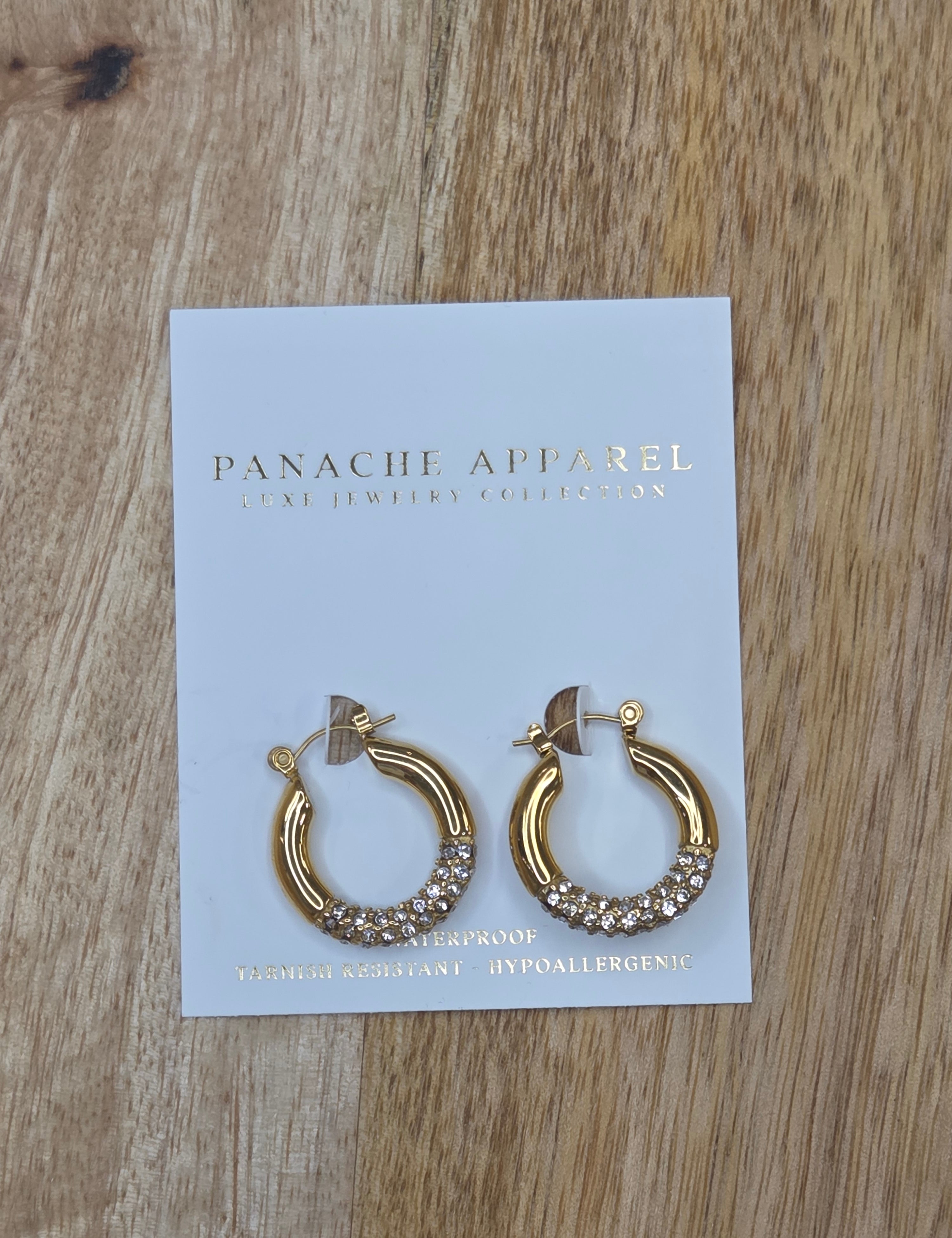 Luxe Gold Rhinestone Hoop Earrings Jewelry - Earrings PANACHE