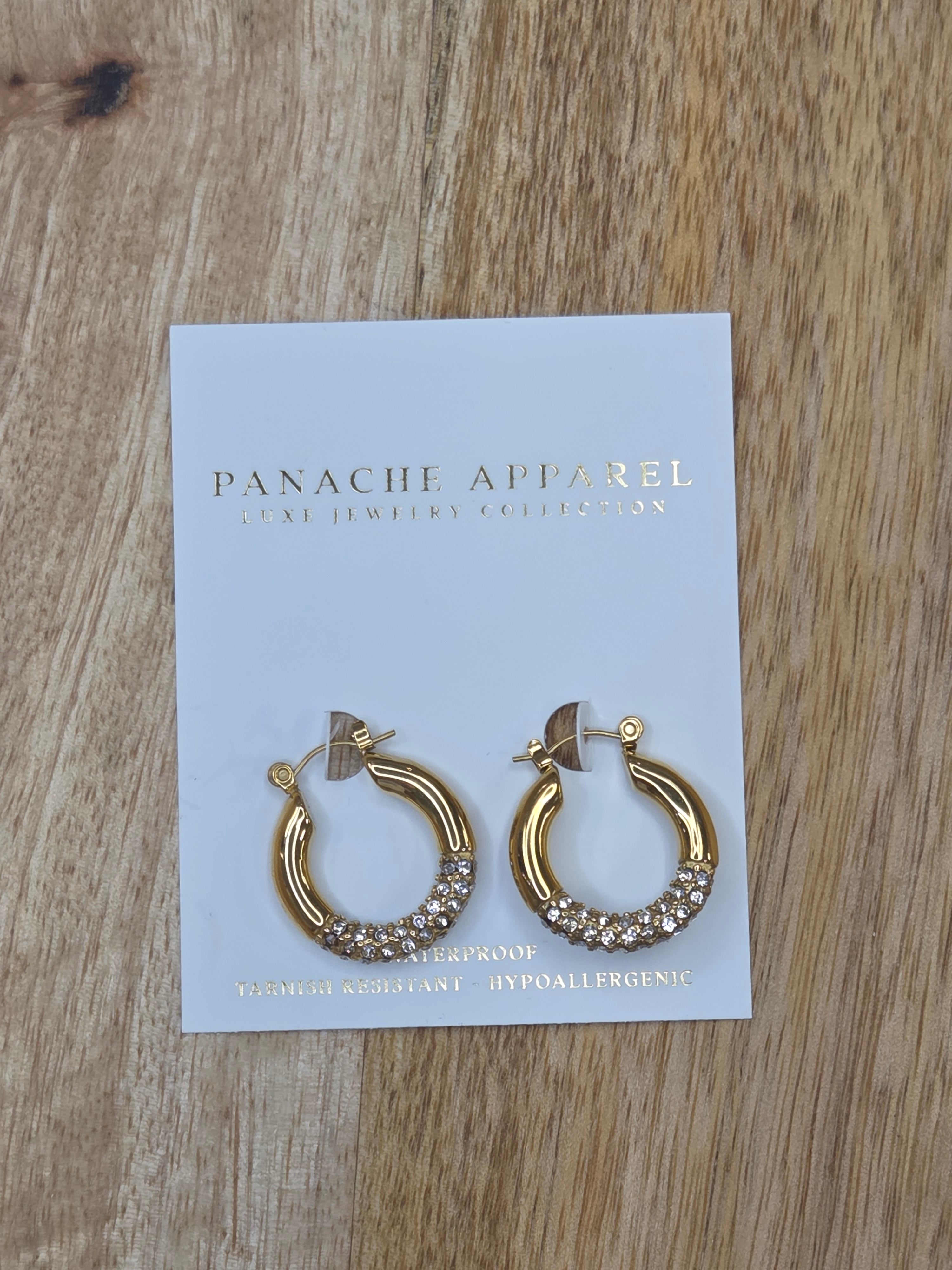 Luxe Gold Rhinestone Hoop Earrings Jewelry - Earrings PANACHE