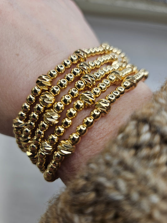 Water Resistant Set of 5 Gold Beaded Bracelet Jewelry- Bracelet WHAT'S HOT
