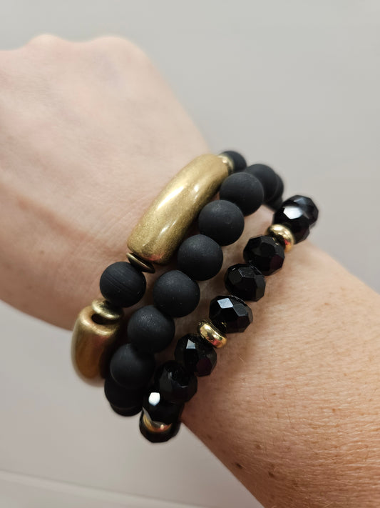 Black & Gold Bracelet Stack (3) Jewelry- Bracelets WHAT'S HOT